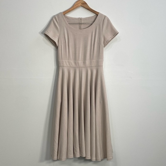 Xiaolizi Fit & Flare Modest Dress Retro Style  Short sleeve Neutral Small - Picture 1 of 11